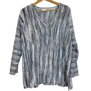 Pure J.Jill Blue Space Dyed PullOver 3/4 Sleeve Knit Sweater Size: Large